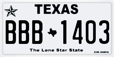 TX license plate BBB1403