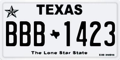 TX license plate BBB1423