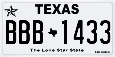 TX license plate BBB1433