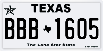 TX license plate BBB1605