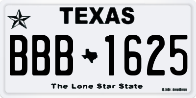 TX license plate BBB1625