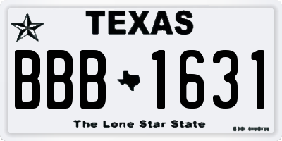 TX license plate BBB1631