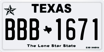 TX license plate BBB1671