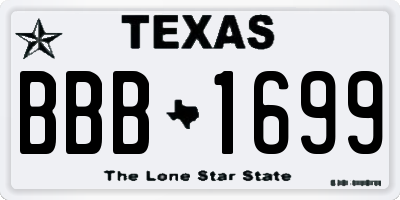 TX license plate BBB1699