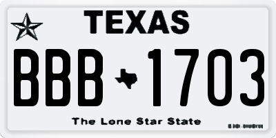 TX license plate BBB1703
