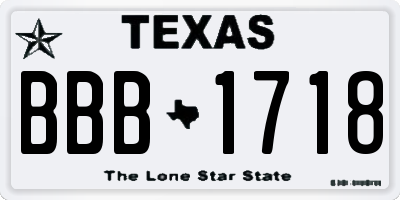 TX license plate BBB1718