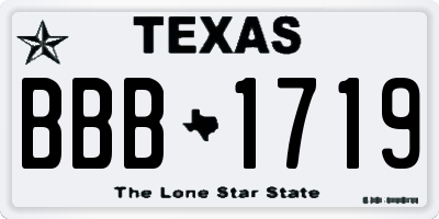 TX license plate BBB1719