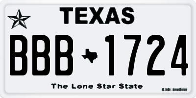 TX license plate BBB1724