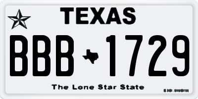 TX license plate BBB1729