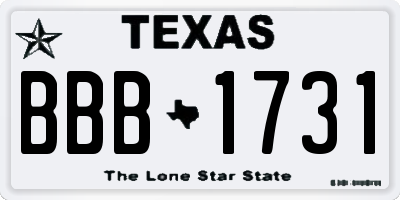 TX license plate BBB1731