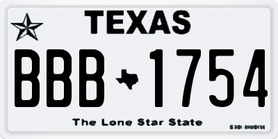 TX license plate BBB1754