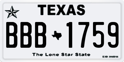TX license plate BBB1759