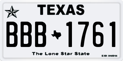 TX license plate BBB1761