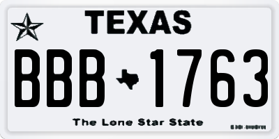 TX license plate BBB1763