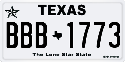 TX license plate BBB1773