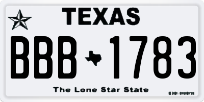 TX license plate BBB1783