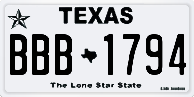 TX license plate BBB1794