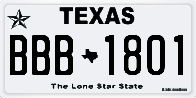 TX license plate BBB1801