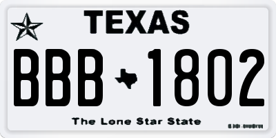 TX license plate BBB1802
