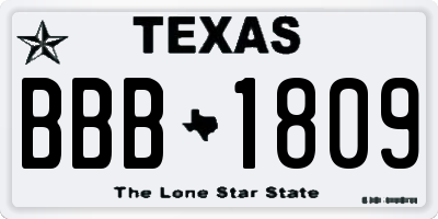TX license plate BBB1809