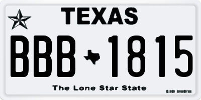 TX license plate BBB1815