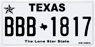 TX license plate BBB1817