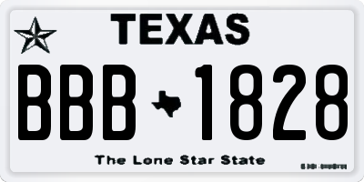 TX license plate BBB1828