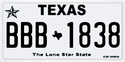 TX license plate BBB1838