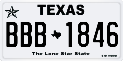 TX license plate BBB1846