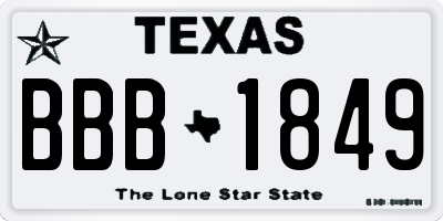 TX license plate BBB1849