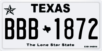 TX license plate BBB1872