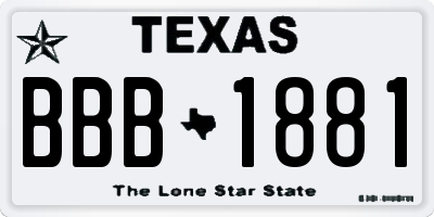 TX license plate BBB1881
