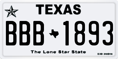 TX license plate BBB1893