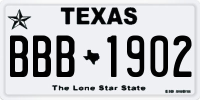 TX license plate BBB1902