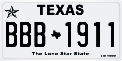 TX license plate BBB1911