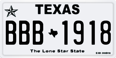 TX license plate BBB1918