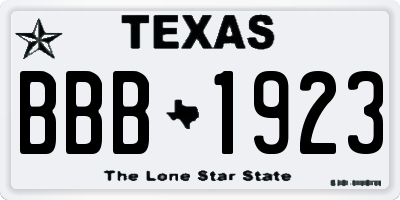 TX license plate BBB1923
