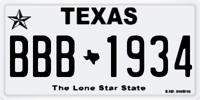 TX license plate BBB1934