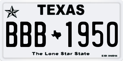 TX license plate BBB1950