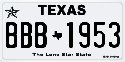 TX license plate BBB1953