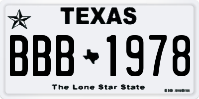 TX license plate BBB1978