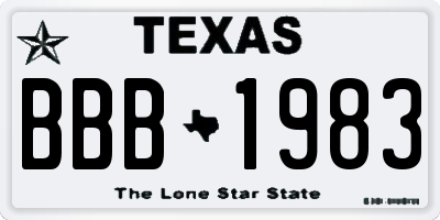TX license plate BBB1983