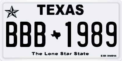 TX license plate BBB1989