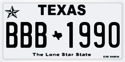 TX license plate BBB1990