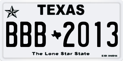 TX license plate BBB2013