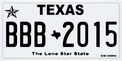 TX license plate BBB2015