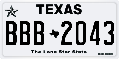 TX license plate BBB2043