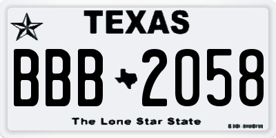 TX license plate BBB2058