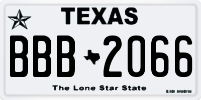 TX license plate BBB2066