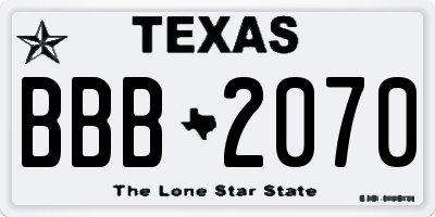 TX license plate BBB2070